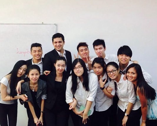 With classmates